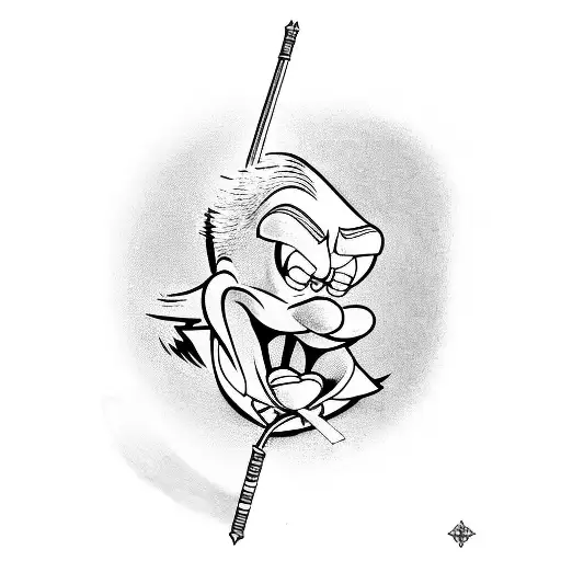 scrooge McDuck with a cane and in gold tattoo design idea
