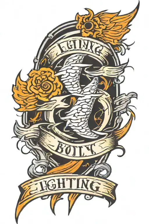lightning bolts, old English font tattoo design idea