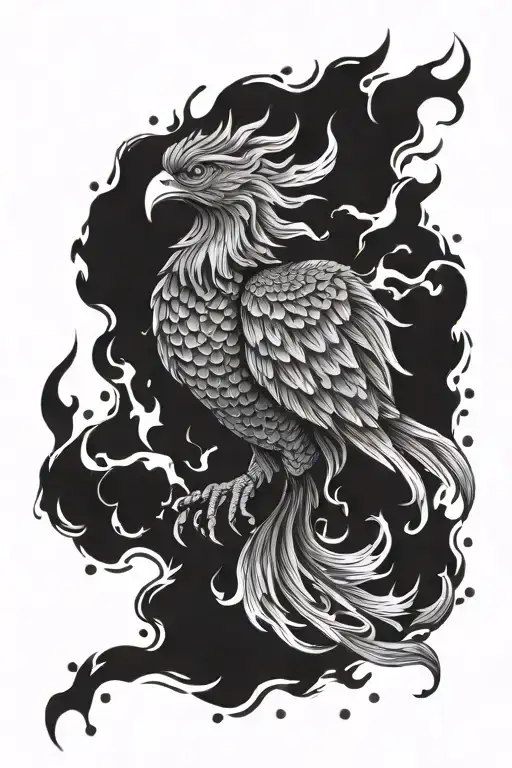phoenix rising from flames tattoo design idea