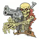 zombie skeleton holding gun tattoo design idea