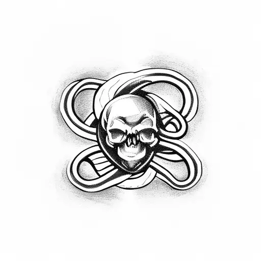 skull and snake tattoo design idea