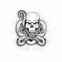 skull and snake tattoo design idea
