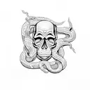 skull and snake tattoo design idea