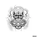 skull and snake tattoo design idea