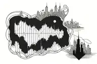 heart monitor reading with nyc skyline  tattoo design idea