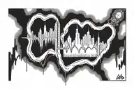 heart monitor reading with twin towers   tattoo design idea