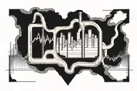 heart monitor reading with twin towers   tattoo design idea