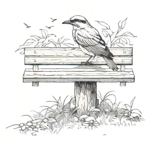 bird sitting alone tattoo design idea