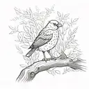 bird sitting alone tattoo design idea