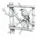 bird sitting alone tattoo design idea