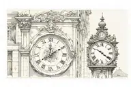 scroll, clock tower tattoo design idea