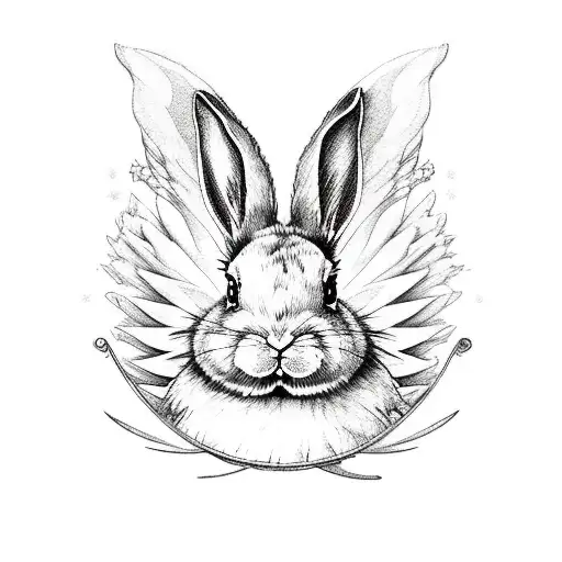 bunny with wings floating to heaven  tattoo design idea
