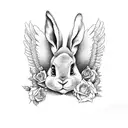 coco bunni with roses and wings  tattoo design idea