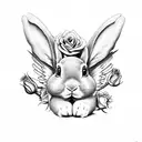 coco bunni with roses and wings  tattoo design idea