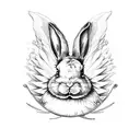 bunny with wings floating to heaven  tattoo design idea