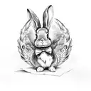 bunny with wings floating to heaven  tattoo design idea