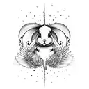 bunny with wings floating to heaven  tattoo design idea