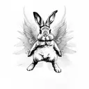 bunny with wings floating to heaven  tattoo design idea