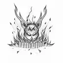 Bonfire in forest, night tattoo design idea