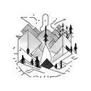 Bonfire in forest, night tattoo design idea