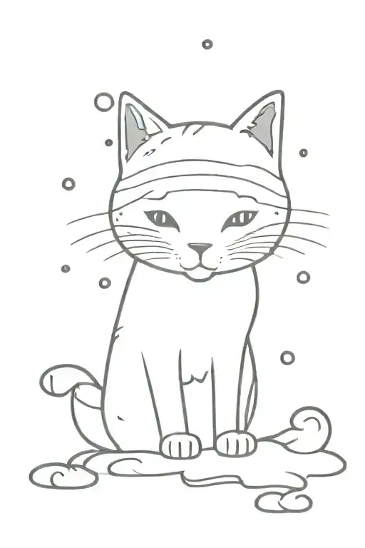 cat in the rain Strom clouds tattoo design idea