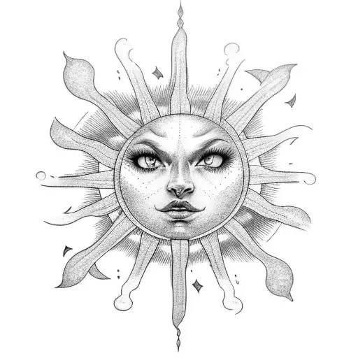 sun clouds fire rain sleeve  tattoo design idea