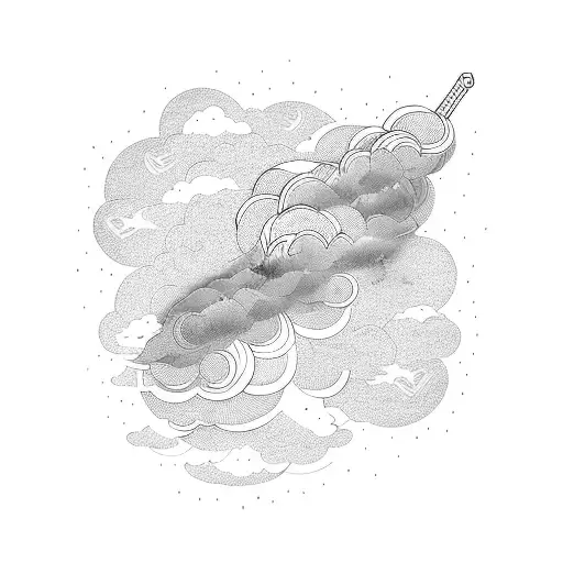 sky clouds fire rain armband  tattoo design idea