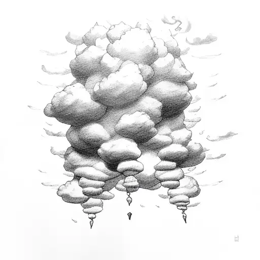 clouds fire rain sleeve  tattoo design idea