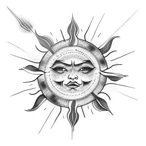 sun clouds fire rain sleeve  tattoo design idea
