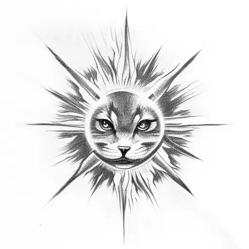 sky with clouds sun fire rain tattoo design idea