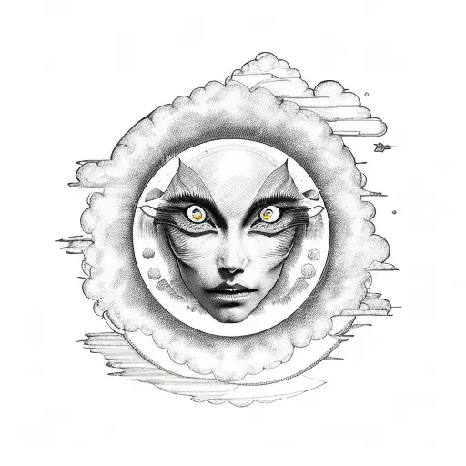 sun clouds fire rain sleeve  tattoo design idea