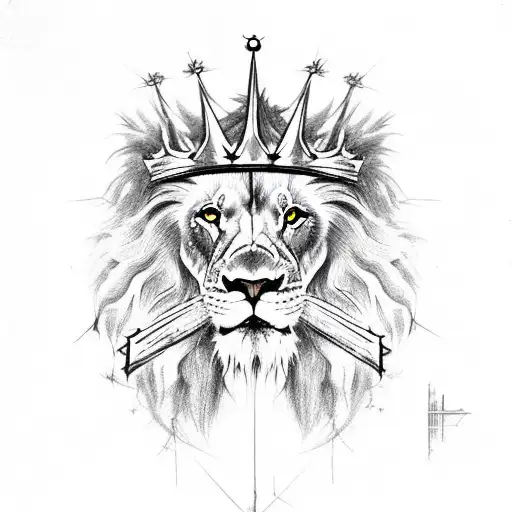 lion with crown of thorns drawing
