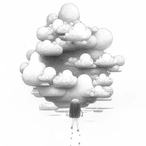 clouds fire rain fire tattoo design idea