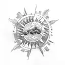 sky with clouds sun fire rain tattoo design idea