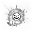 sky with clouds sun fire rain tattoo design idea