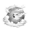 sky with clouds sun fire rain tattoo design idea