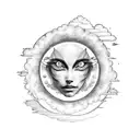 sun clouds fire rain sleeve  tattoo design idea