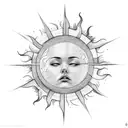 sun clouds fire rain sleeve  tattoo design idea