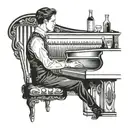 A waiter serving drinks on a moonlit piano tattoo design idea