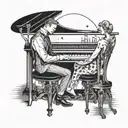 A waiter serving drinks on a moonlit piano tattoo design idea