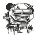 A waiter serving drinks on a moonlit piano tattoo design idea