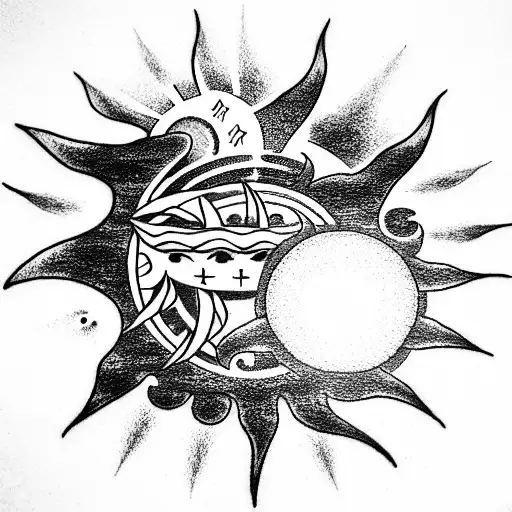 Sun and Moon tattoo design idea
