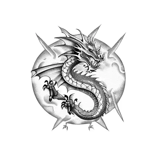Dragon realistic  tattoo design idea