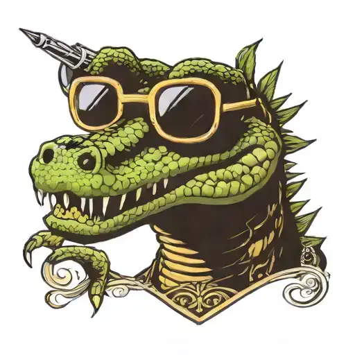 aligator in Florida state with sun glasses tattoo design idea