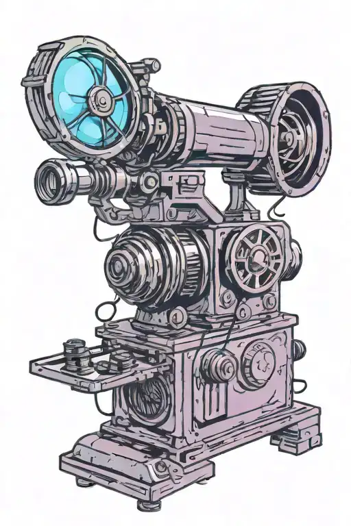 new age movie projector shining light tattoo design idea