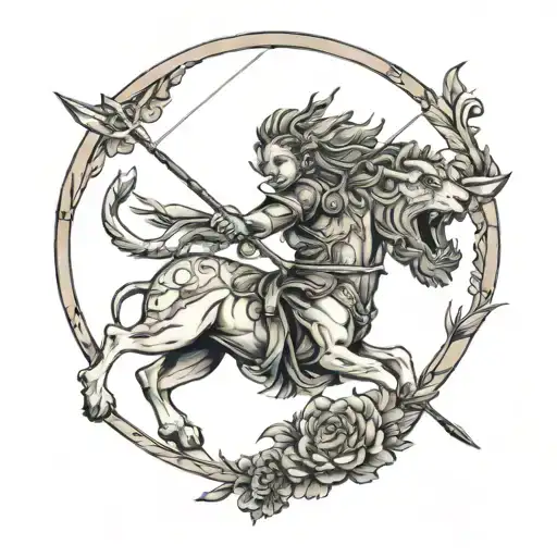 Sagittarius Archer with a Lion tattoo design idea