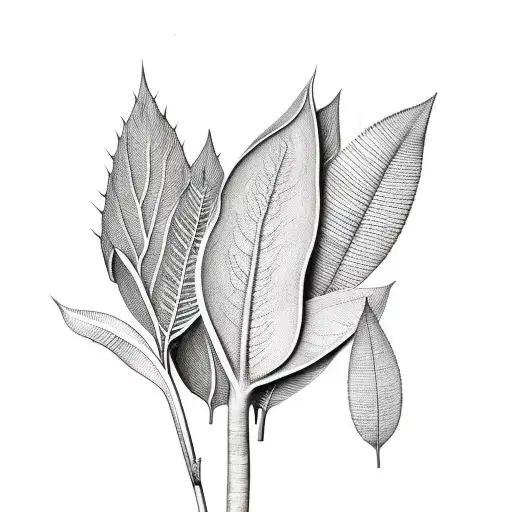 A botanical illustration of a plant with book spines as leaves, combining the client's favorite things tattoo design idea