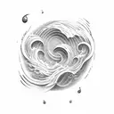 create a minimal tattoo design depicting a wave in the style of a musical sheet, and featuring the first three notes fro tattoo design idea