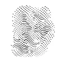 musical sheet with the first three notes from yesterday by beatles but as a sea wave tattoo design idea