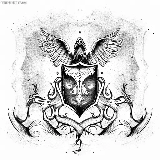 family crest name Ryan with theee griffin heads tattoo design idea